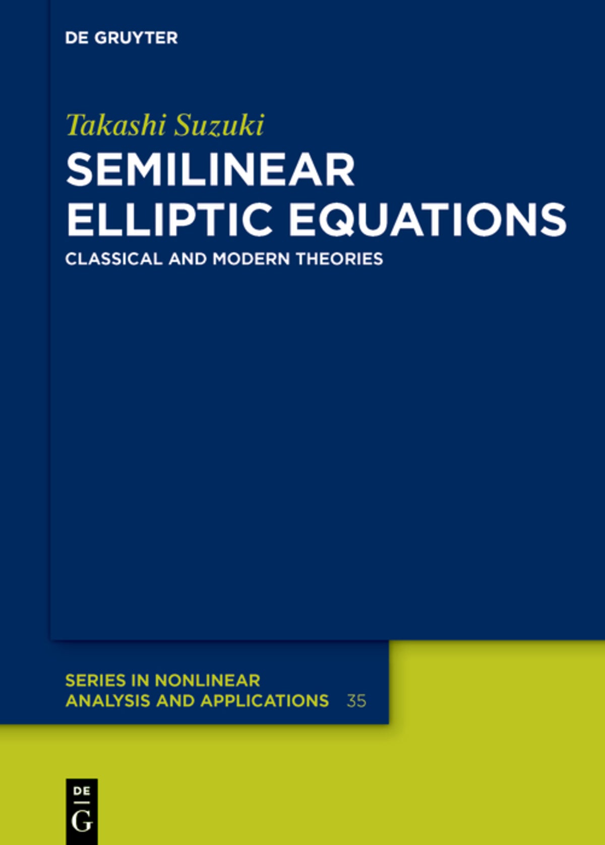 Cover image for Semilinear Elliptic Equations ISBN 9783110555356
