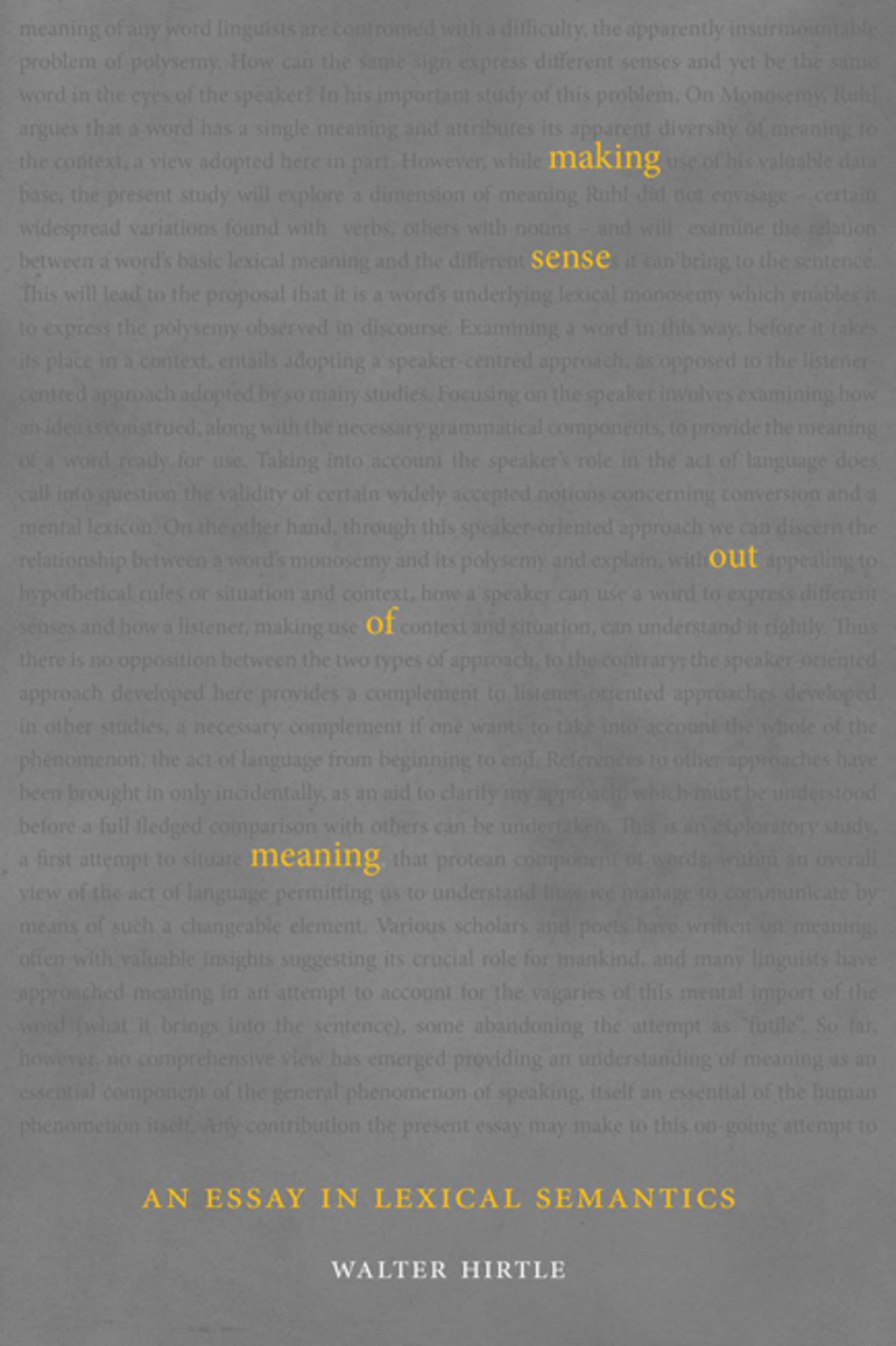 Cover image for Making Sense out of Meaning ISBN 9780773589179