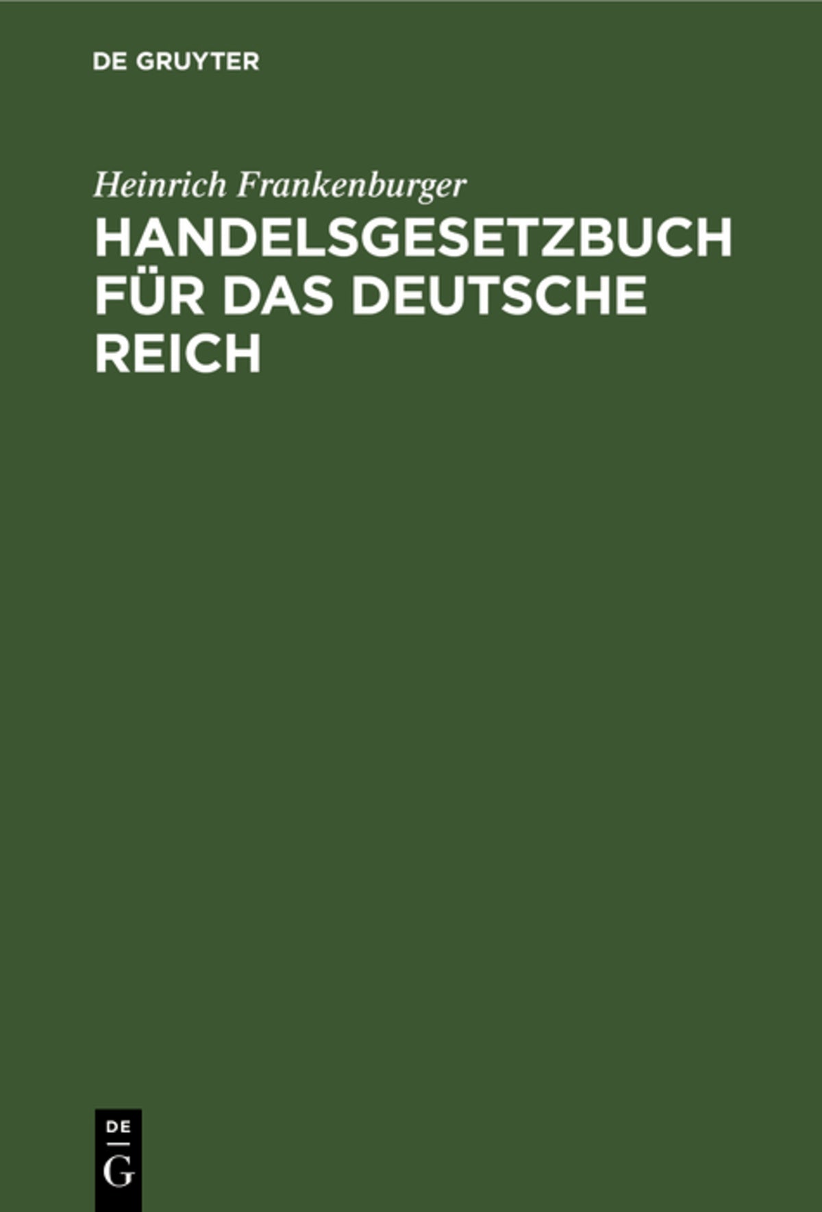 Cover image for Handelsgesetzbuch für das Deutsche Reich ISBN 9783112393192