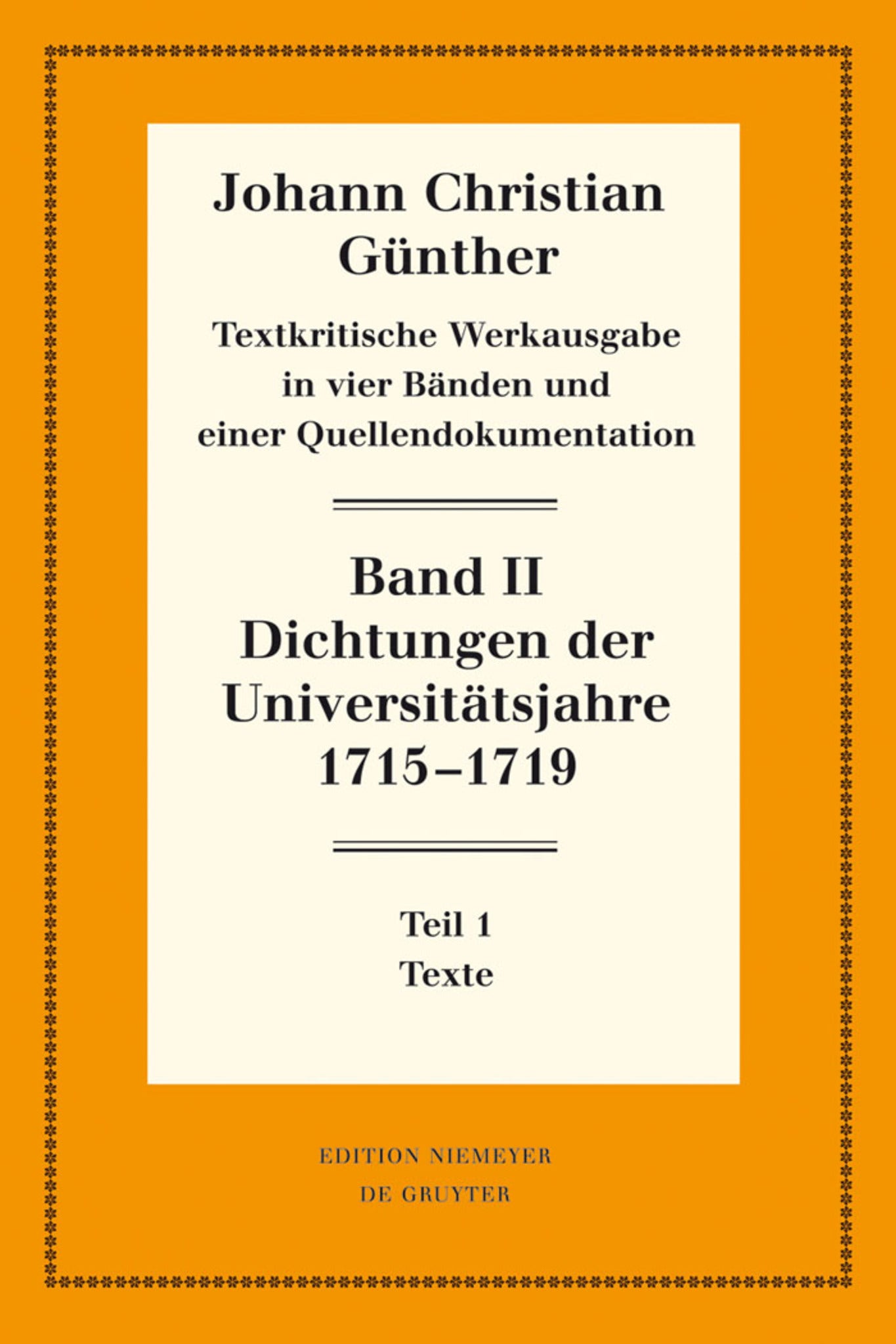 Dichtungen der Universitätsjahre 1715-1719