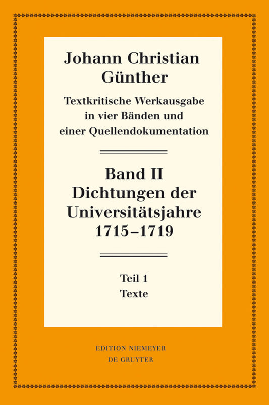 Dichtungen der Universitätsjahre 1715-1719