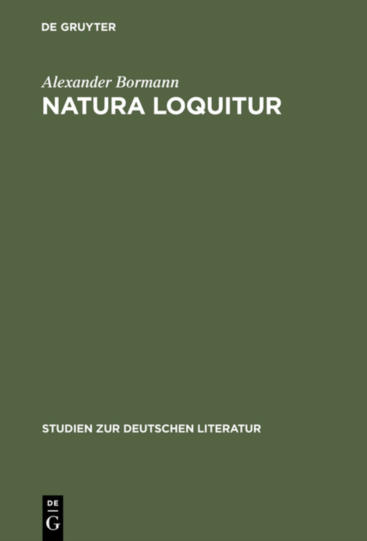 Cover image for Natura loquitur ISBN 9783484180062