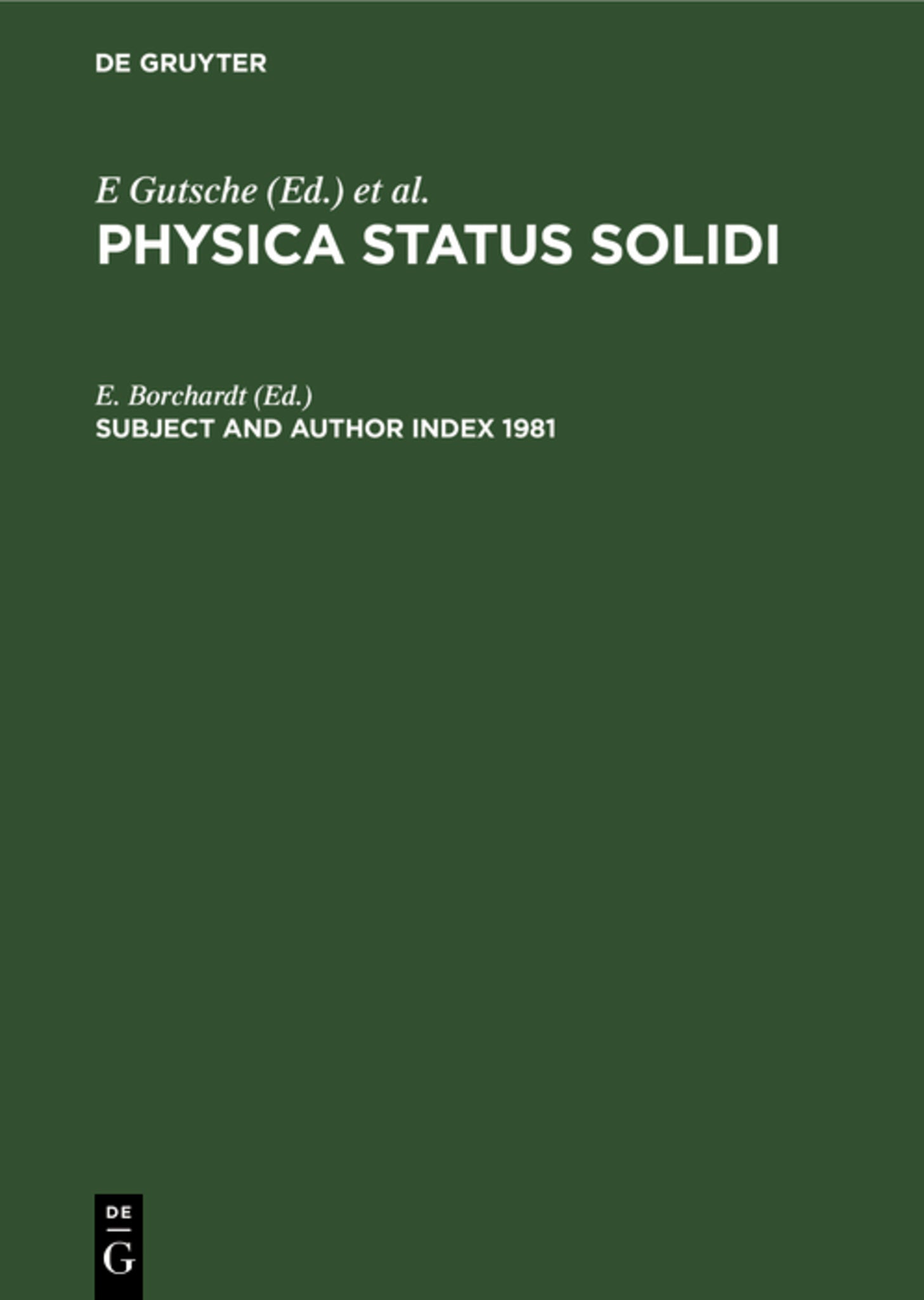 Subject and Author Index 1981