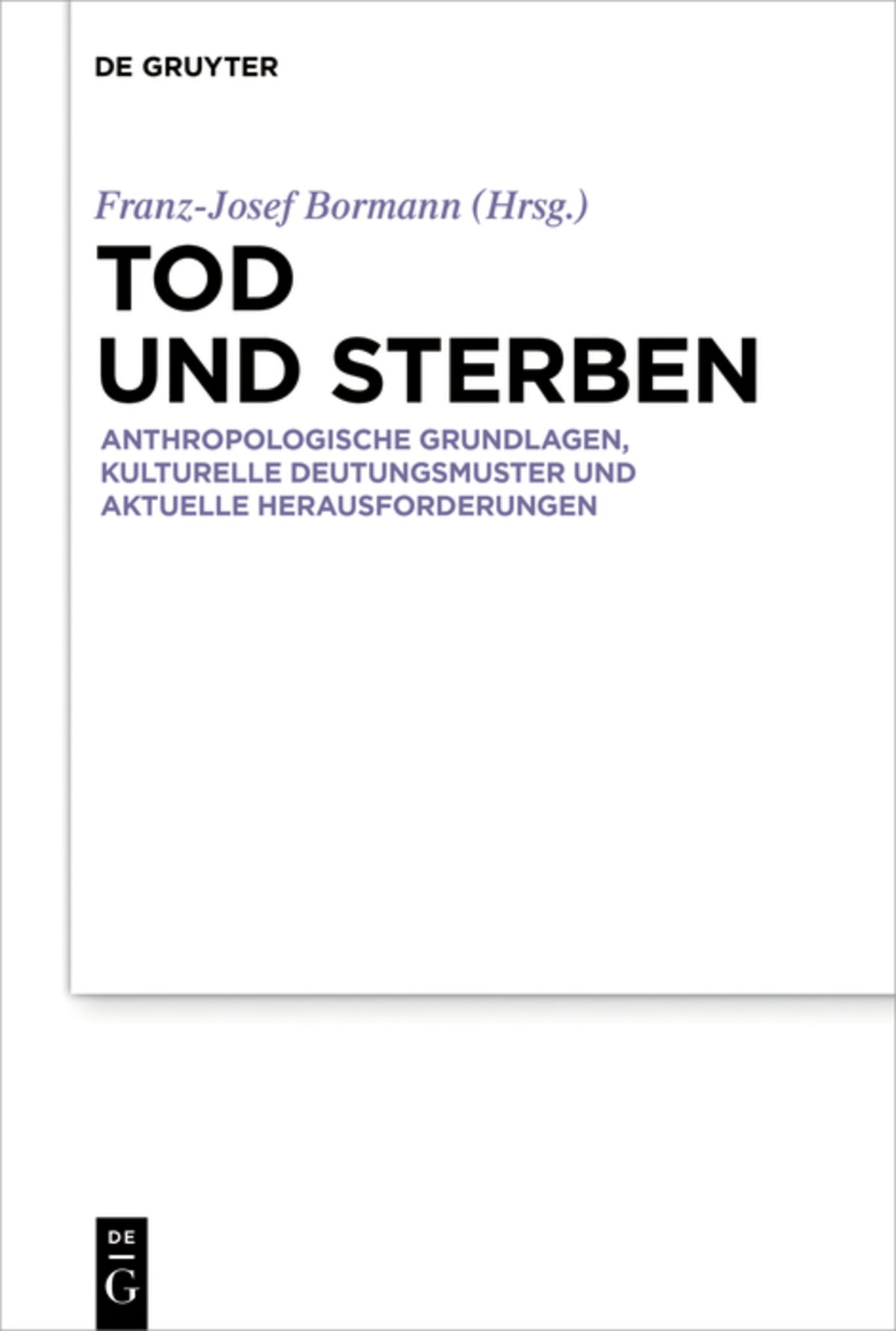 Cover image for Tod und Sterben ISBN 9783111045054