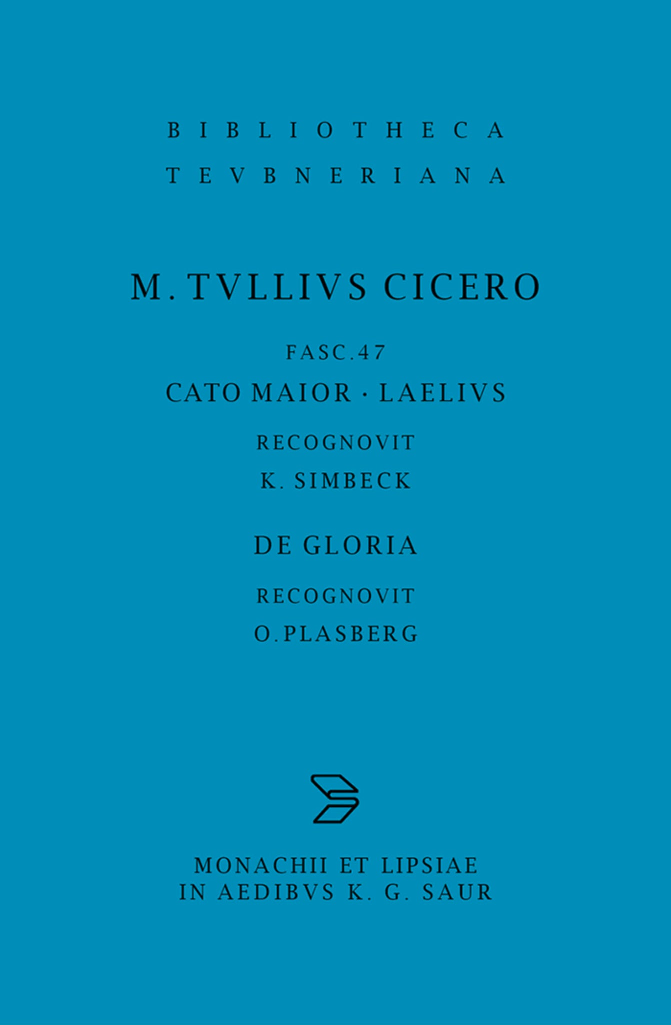 Cover image for Cato maior. Laelius. De gloria ISBN 9783598712234
