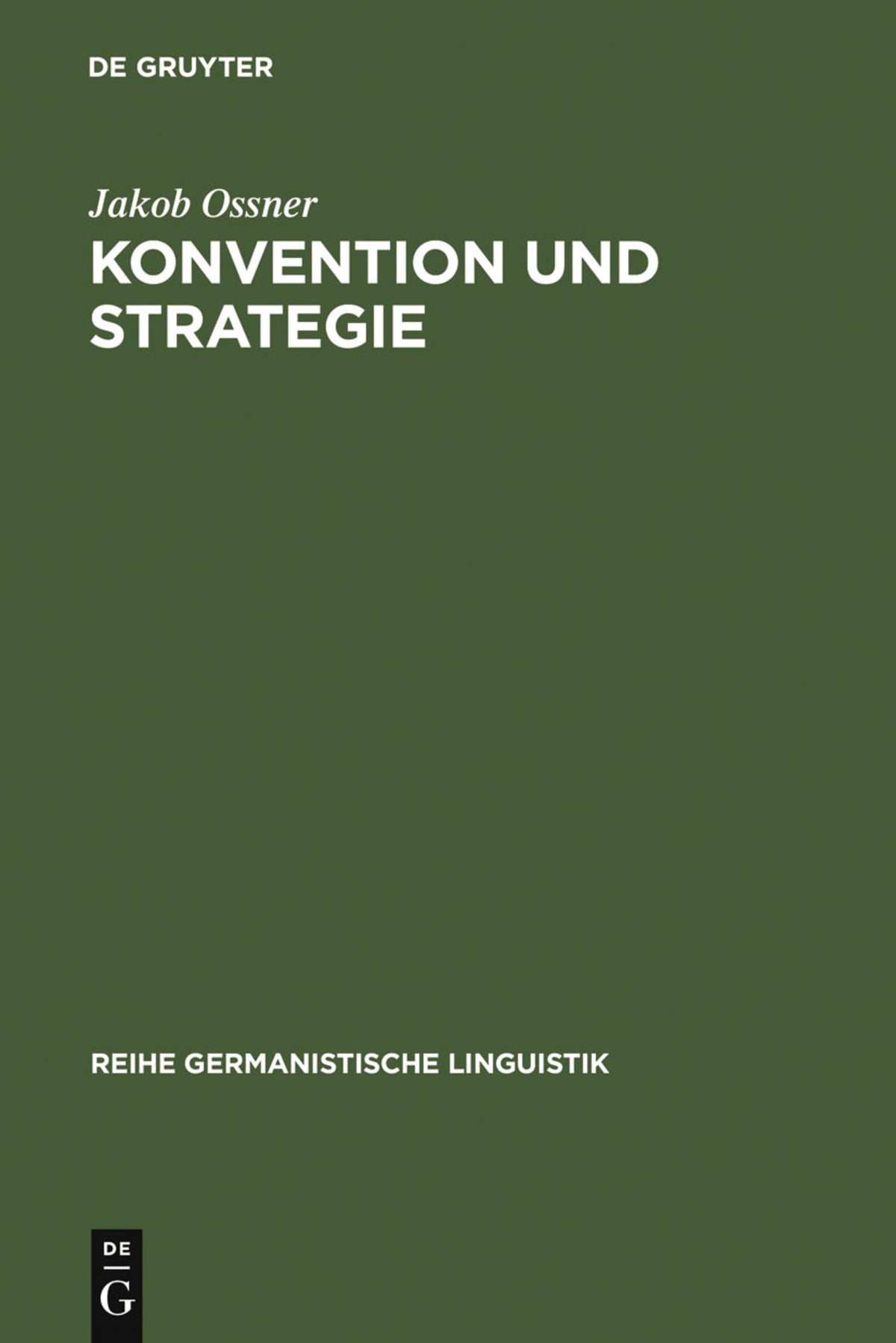 Cover image for Konvention und Strategie ISBN 9783484310551