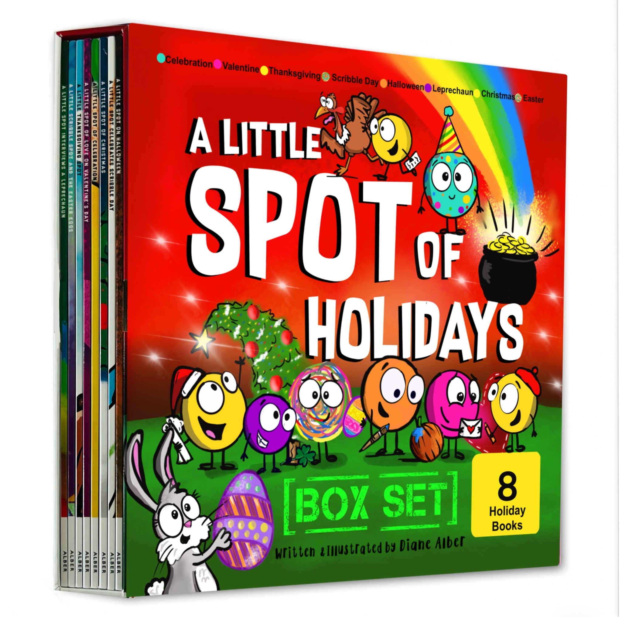 Cover image for A Little SPOT of Holidays Book Box Set (Books 41-48: Christmas, Halloween, Thanksgiving, Valentine's Day, Easter, St. Patty's Day, Scribble Day, Celebration) ISBN 