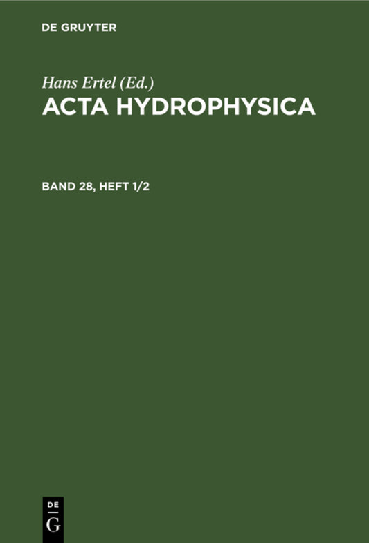 Acta Hydrophysica. Band 28, Heft 1/2