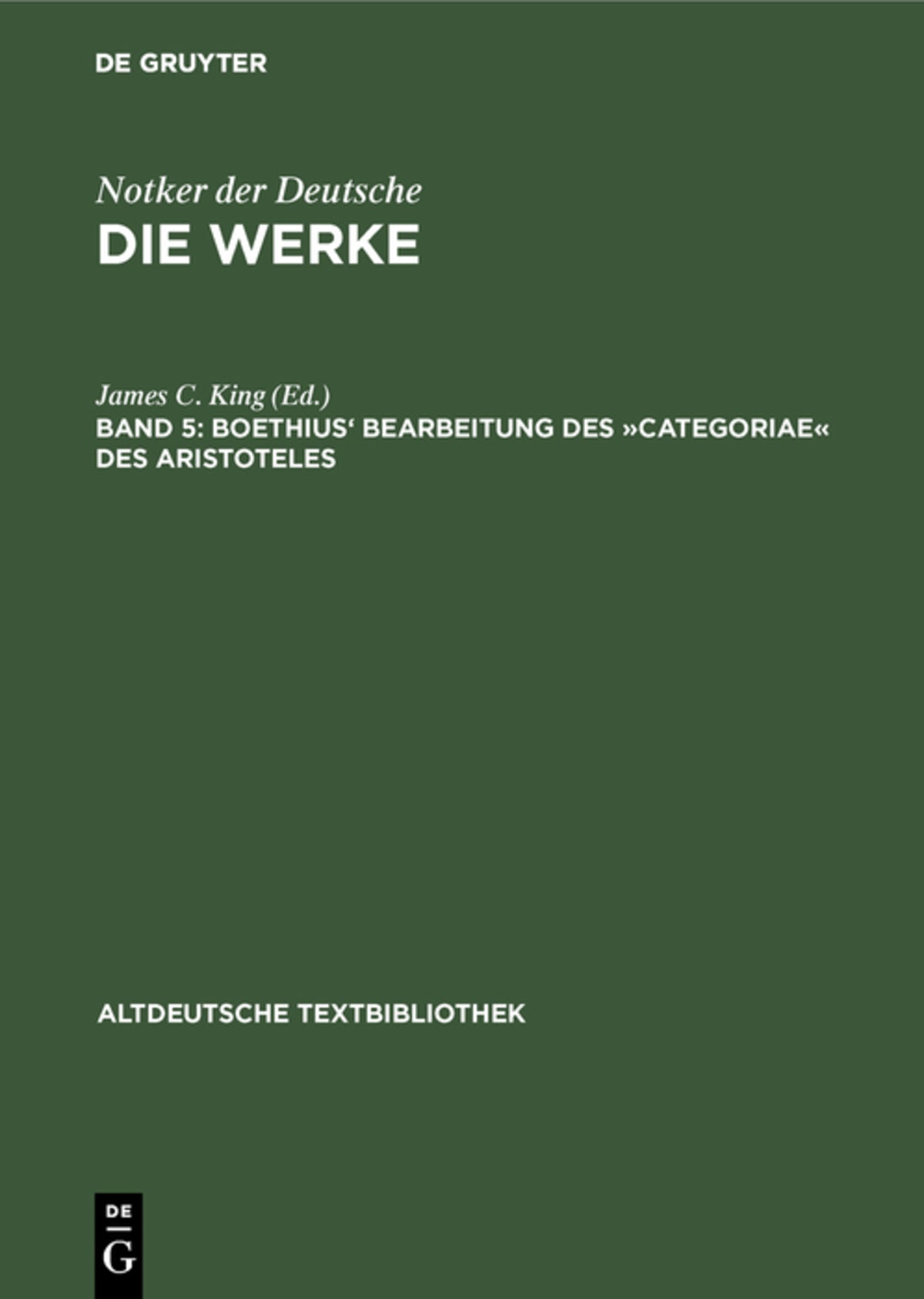 Boethius' Bearbeitung des »Categoriae« des Aristoteles