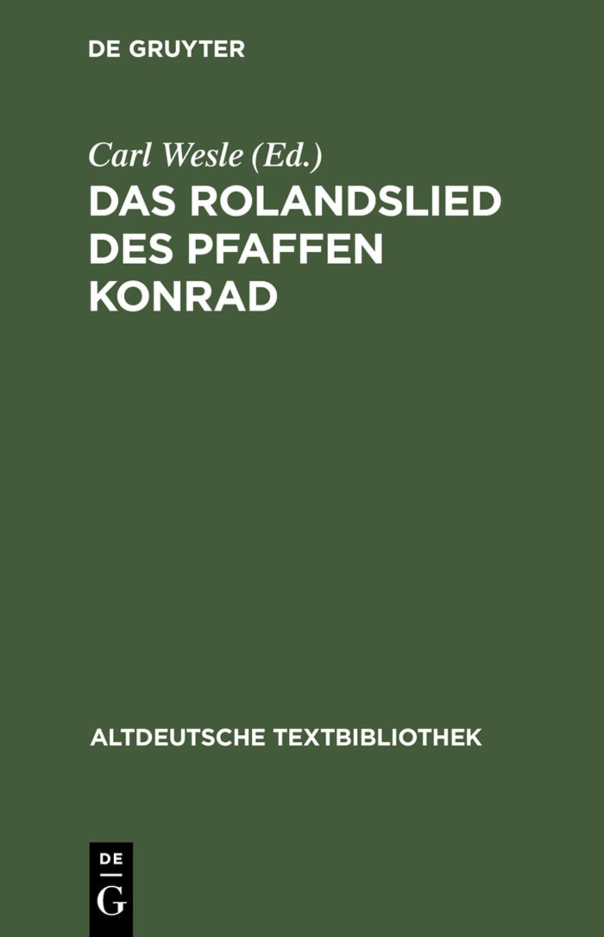 Cover image for Das Rolandslied des Pfaffen Konrad ISBN 9783484201699