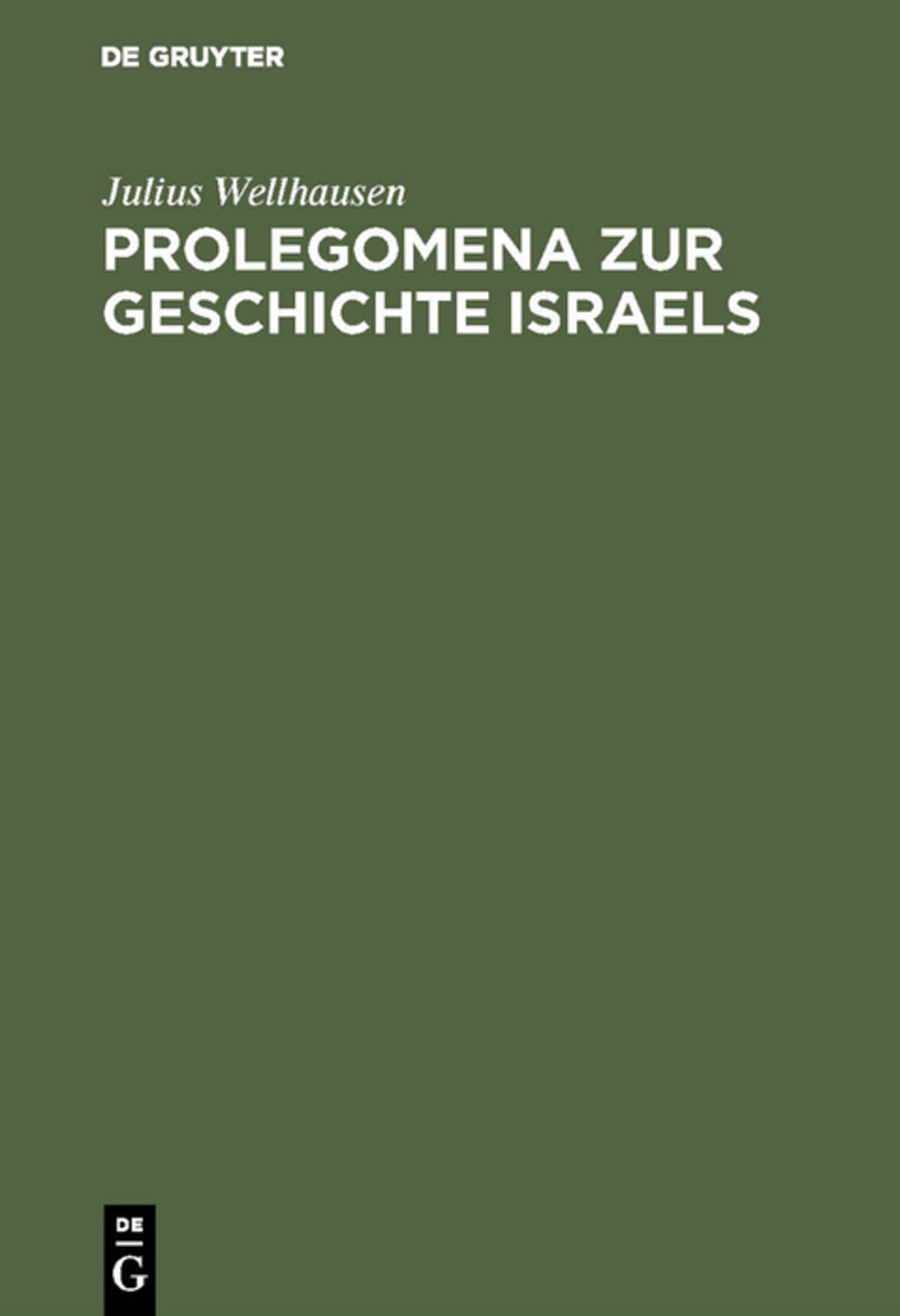 Cover image for Prolegomena zur Geschichte Israels ISBN 9783111150079