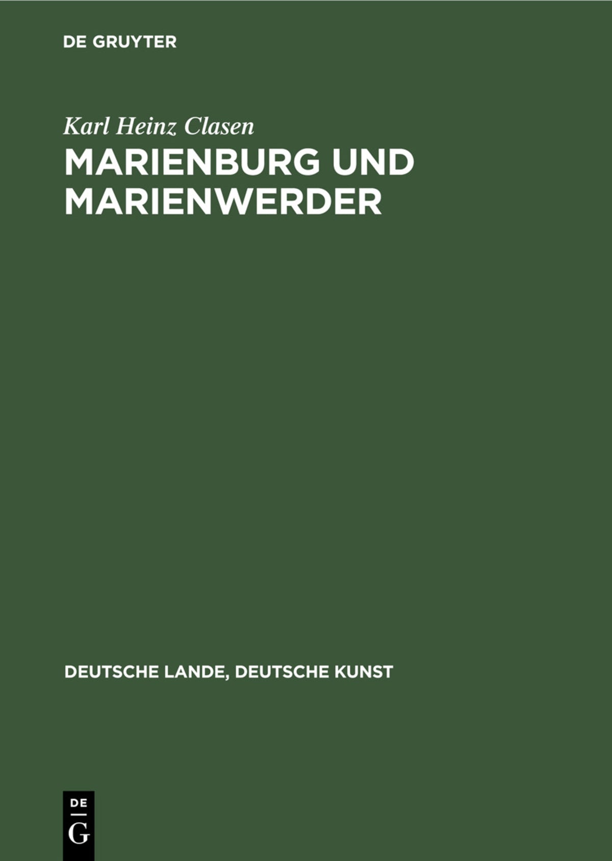 Cover image for Marienburg und Marienwerder ISBN 9783112356470