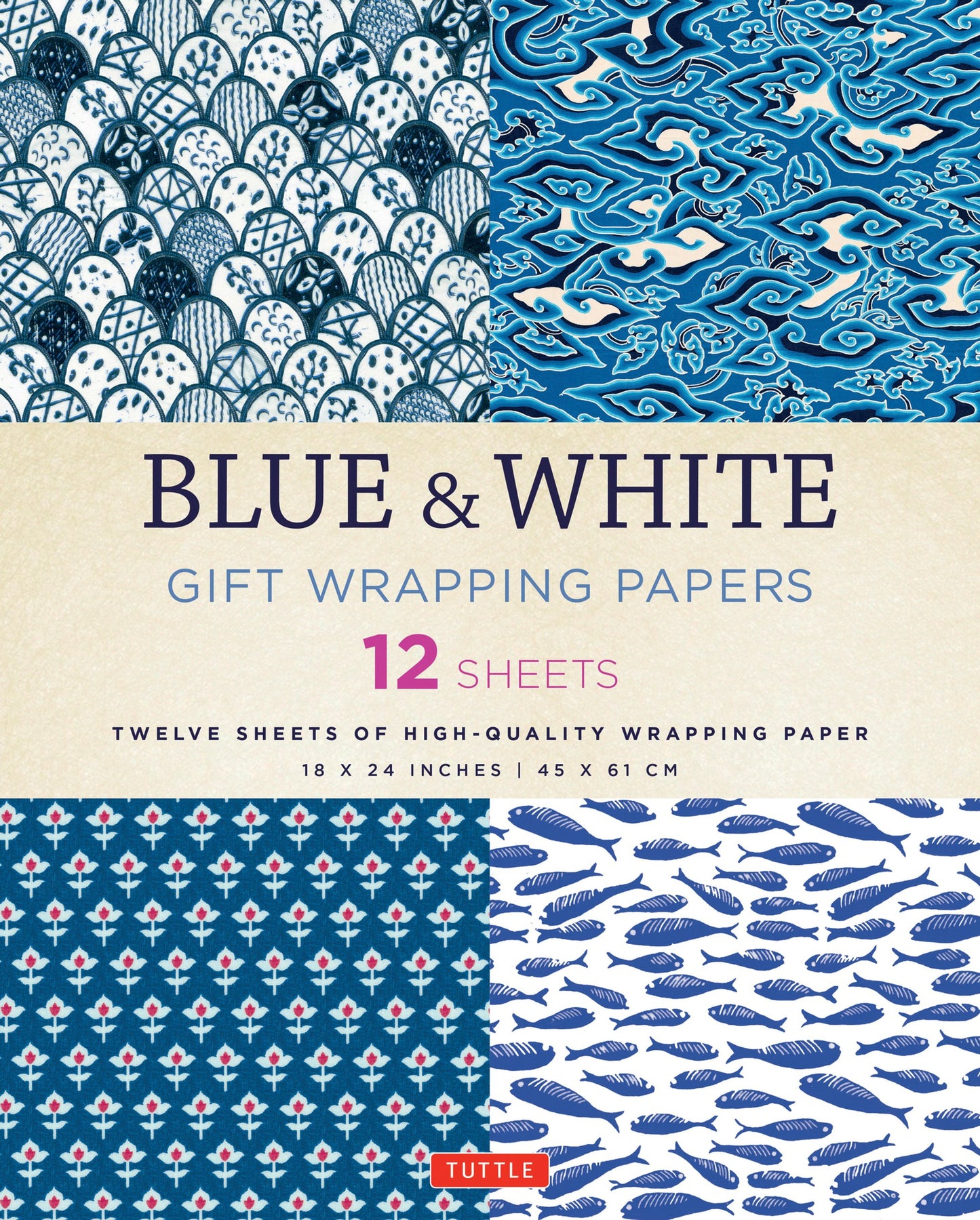 Cover image for Blue & White Gift Wrapping Papers - 12 Sheets ISBN 9780804846349