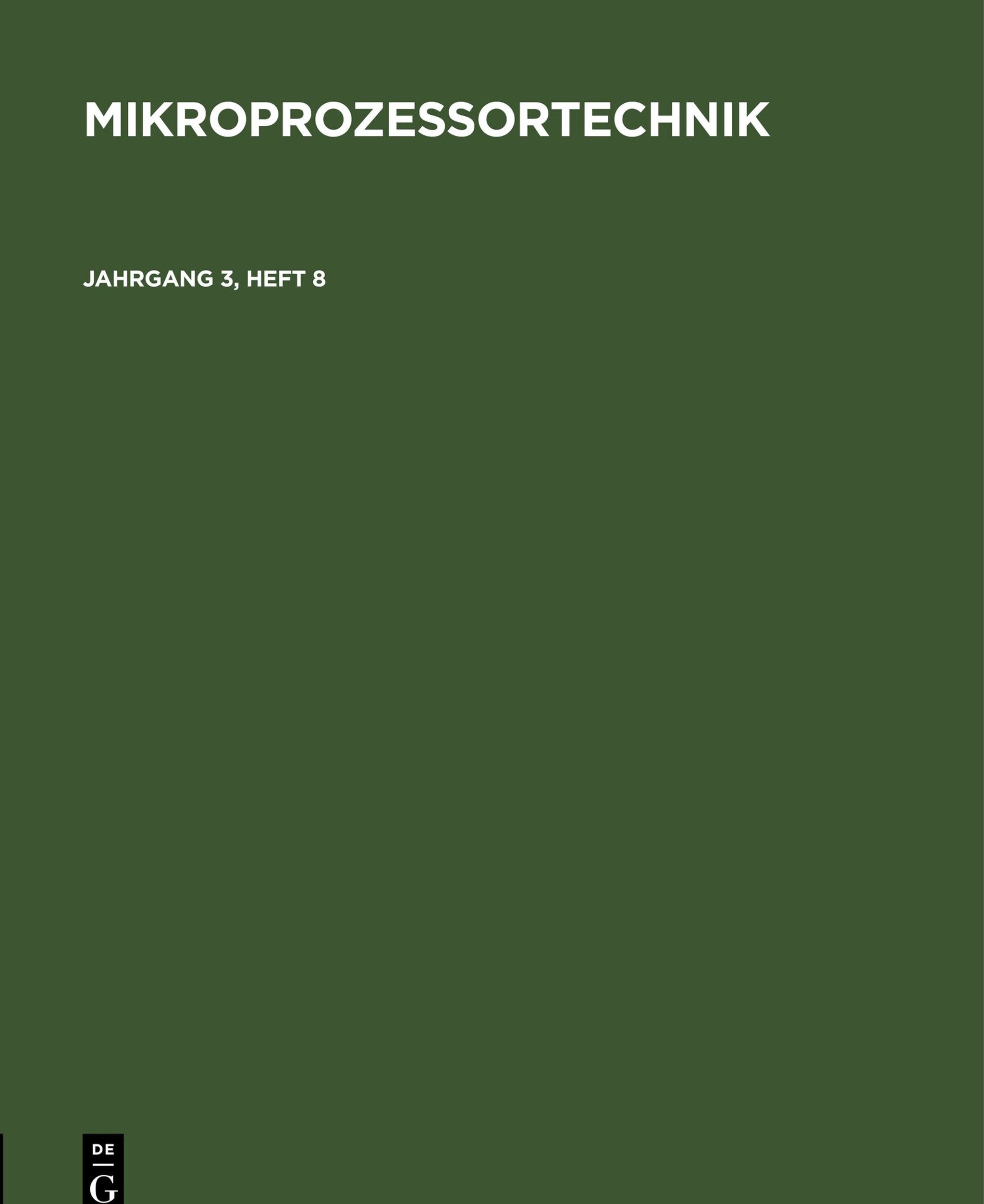Cover image for MP. Jahrgang 3, Heft 8 ISBN 9783112592533
