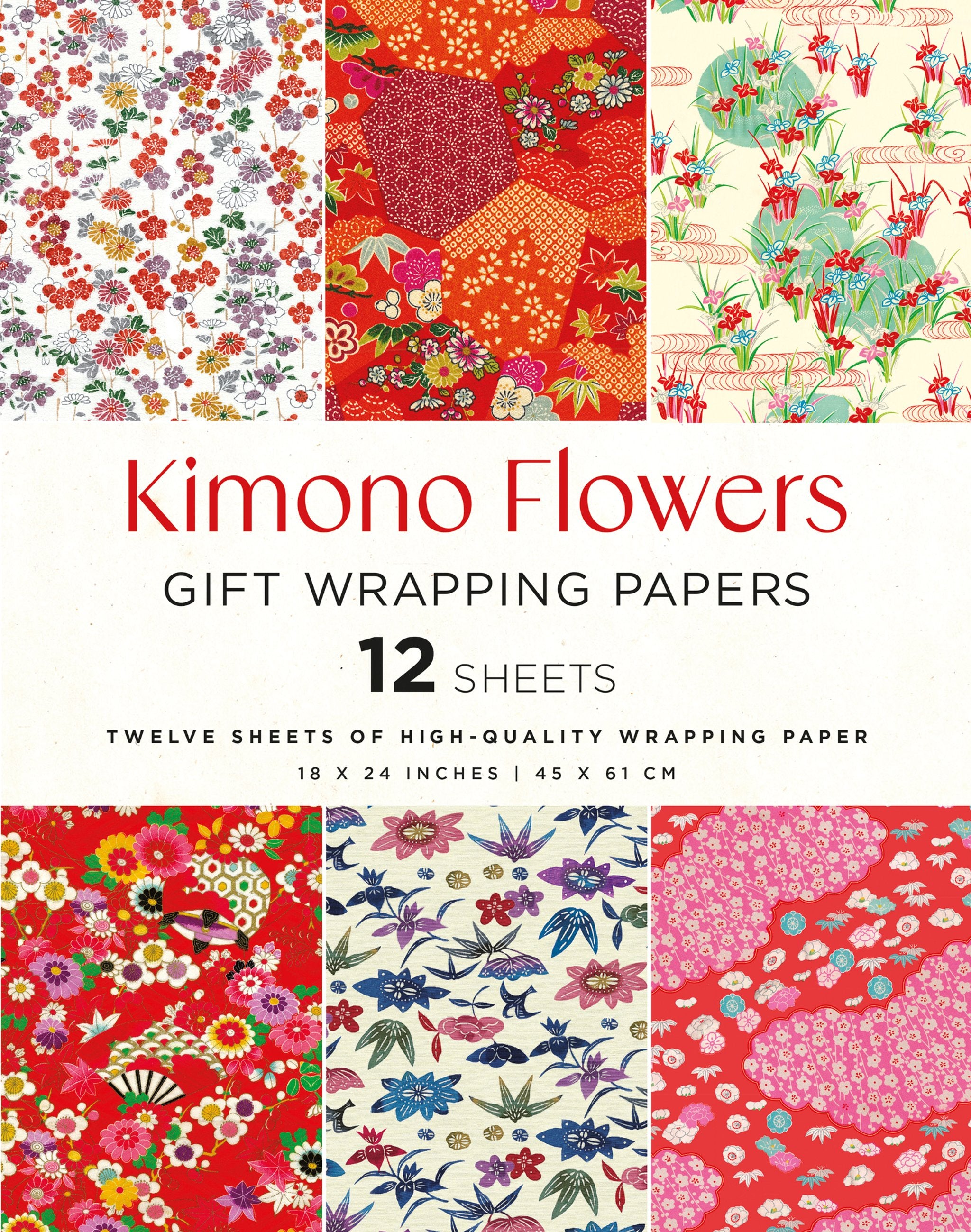 Cover image for Kimono Flowers Gift Wrapping Papers - 12 sheets ISBN 9780804856850