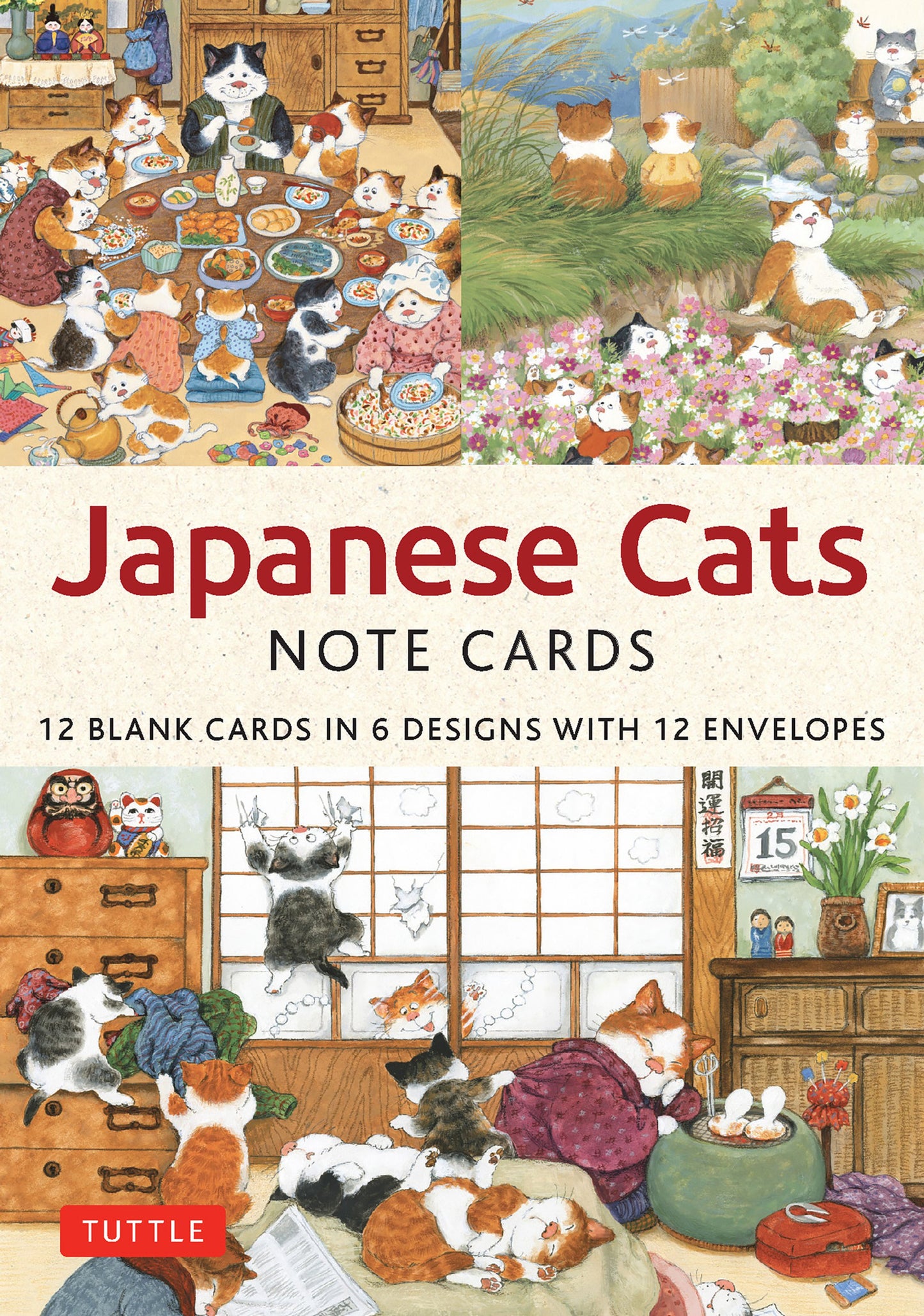 Cover image for Japanese Cats - 12 Blank Note Cards ISBN 9780804857529