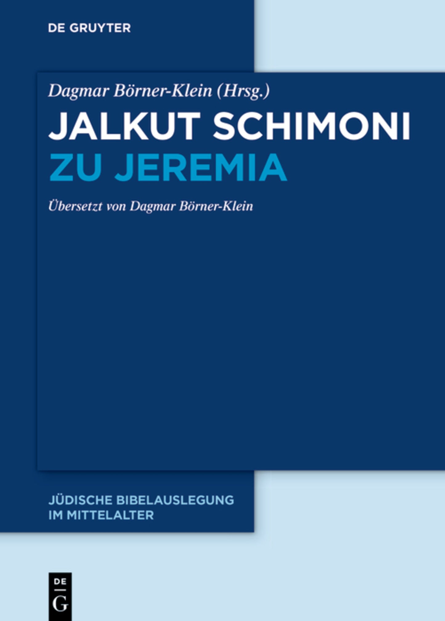 Cover image for Jalkut Schimoni zu Jeremia ISBN 9783110533170