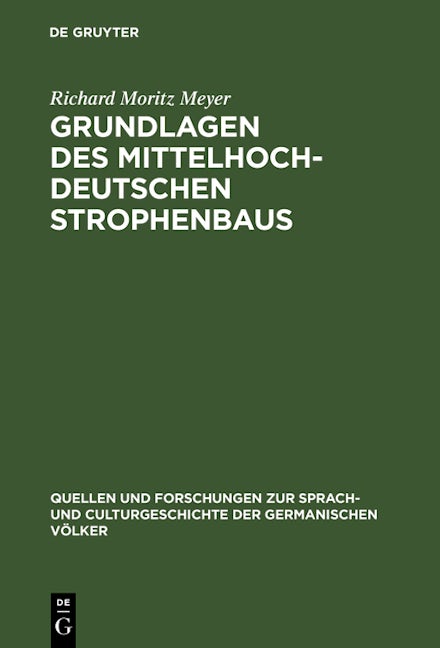 Grundlagen des mittelhochdeutschen Strophenbaus