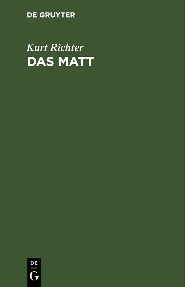 Cover image for Das Matt, isbn: 9783111120560