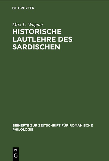 Historische Lautlehre des Sardischen