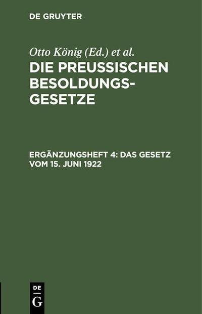 Das Gesetz vom 15. Juni 1922