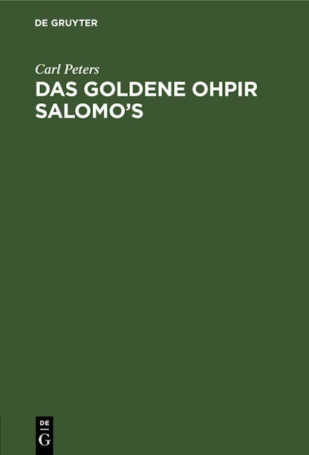 Das Goldene Ohpir Salomo’s